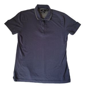 Hugo Boss Mens S Navy Blue Polo Shirt Regular Fit Made in Peru Premium Cotton